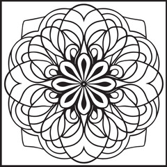 Coloring Book Page with mandala , Coloring page outline of a cute mandala , Vector