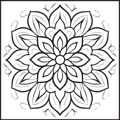 Coloring Book Page with Mandala , Coloring page outline of a cute Mandala , Vector