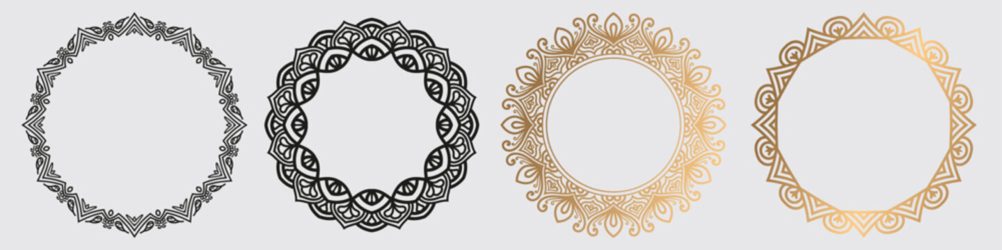 decorative round frames design, round mandala circle art.