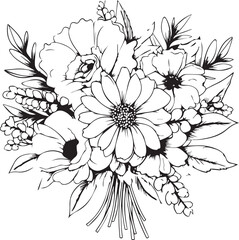 Coloring Book Page with Flower , Coloring page outline of a cute Flower , Vector