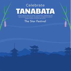 Tanabata or Star festival.Chinese Valentine's Day.Vector illustration.
