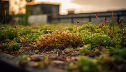 Obraz premium Fresh green leaves grow in the meadow, a nature beauty generated by AI