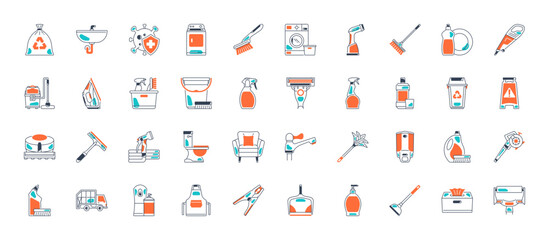 Cleaning icons. Laundry, Window sponge and Vacuum cleaner icons. Washing machine, Housekeeping service and Maid cleaner equipment. Window cleaning, Wipe off, laundry washing machine. Vector 