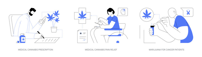 Fototapeta na wymiar Medical cannabis use abstract concept vector illustrations.