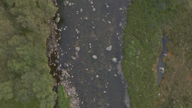 Top down view of a rocky stream near Manafossen Norway