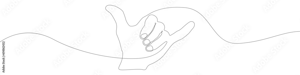 Aufkleber hand sign icon line continuous drawing vector. one line fingers icon vector background. hand call ic