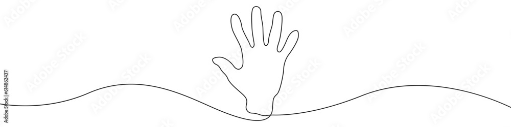 Poster hand sign icon line continuous drawing vector. one line fingers icon vector background. palm icon. c