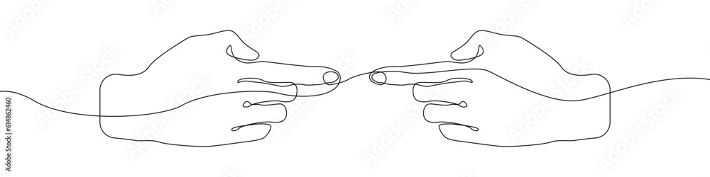 Poster hands icon line continuous drawing vector. one line index fingers icon vector background. symbol of 