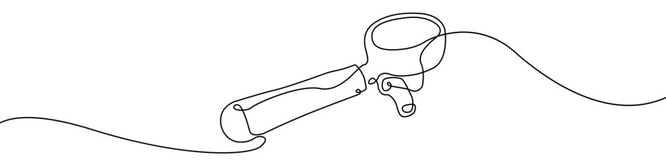 Holder icon line continuous drawing vector. One line Holder for a coffee machine icon vector background. Barista tool icon. Continuous outline of a Barista tool icon.