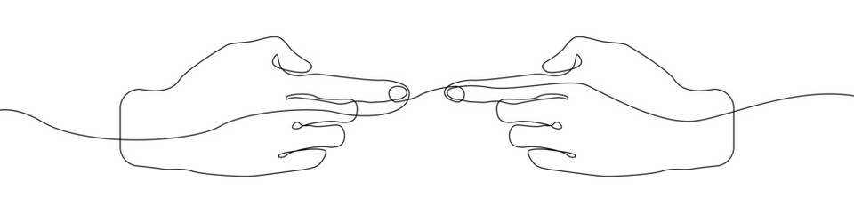 hands icon line continuous drawing vector. One line Index fingers icon vector background. Symbol of embarrassment icon. Continuous outline of a Hands icon.