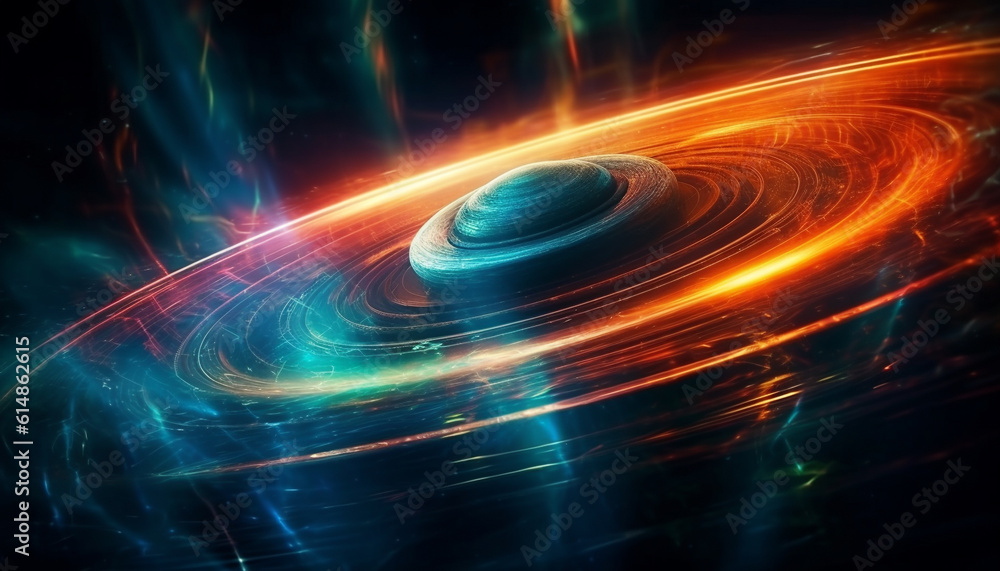 Poster night sky ablaze with multi colored exploding galaxies in motion generated by ai