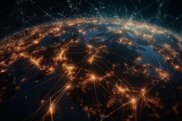 Innovative tech links world: Global network formed by advanced connectivity lines. Generative AI