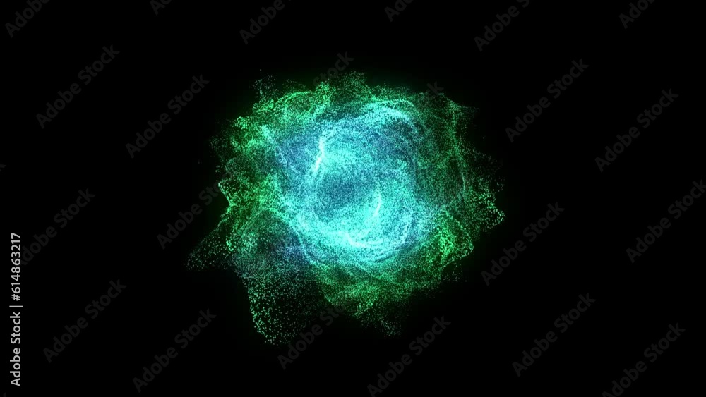 Poster 3d sphere abstract. swirls pattern. dotted lines. neon glow particles. 4k 60fps. motion design. isol