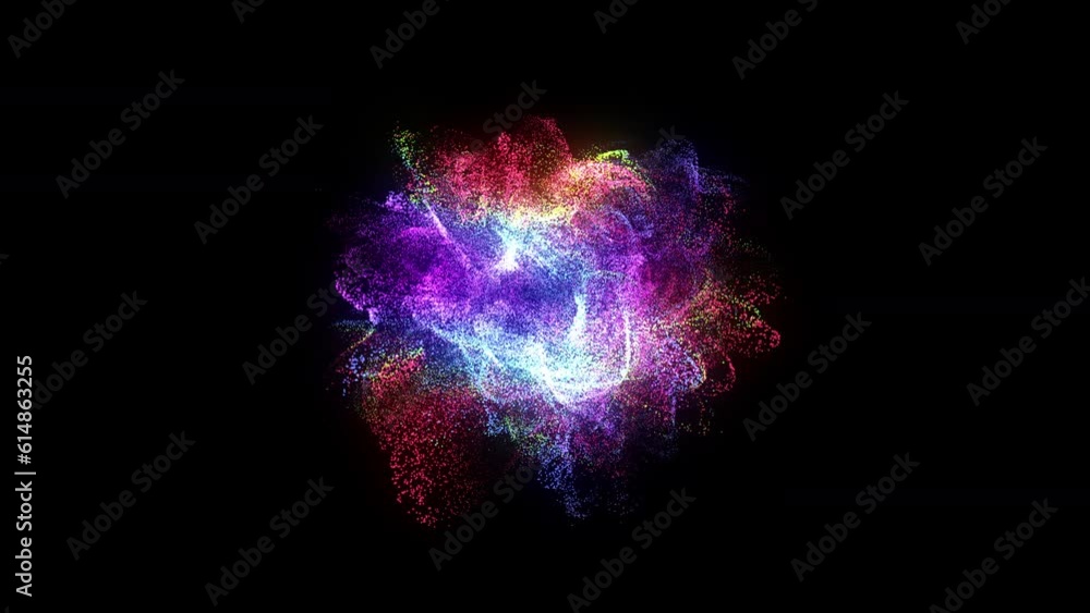 Poster 3d sphere abstract. swirls pattern. dotted lines. neon glow particles. 4k 60fps. motion design. isol