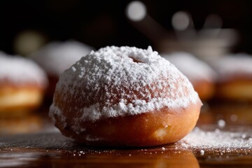 Bomboloni with powdered sugar on top and a delicious filling