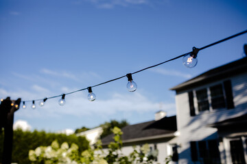 String lights as back yard decoration.