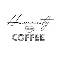 Hand drawn lettering coffee design with quality elements. coffee is always a good idea on black background for print, banner, design, poster. 