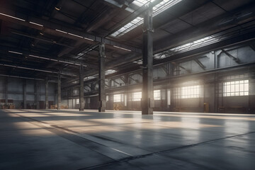 Obraz premium Modern empty warehouse. Generative AI