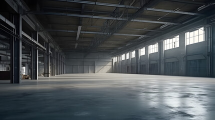 Fototapeta na wymiar Modern empty warehouse. Generative AI