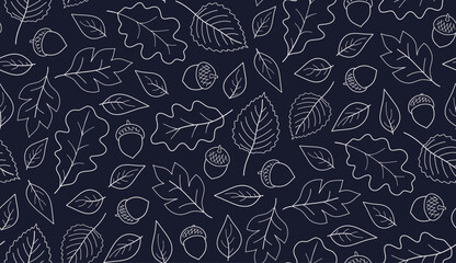 Seamless autumn pattern with acorns and oak leaves © AnnaMiskas