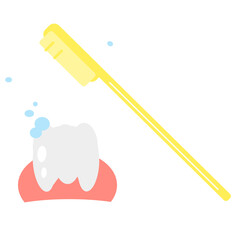 Toothbrush cleans the tooth