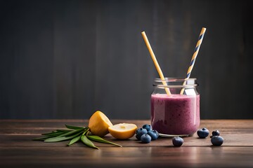 Healthy blackberry and vegetable smoothies - obrazy, fototapety, plakaty