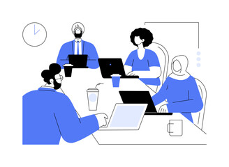 Open space office abstract concept vector illustration.