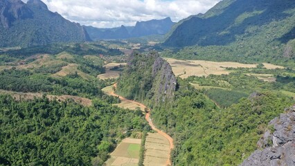 Fototapeta na wymiar Nam Xay Viewpoint in Vang Vieng Laos