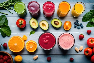 Healthy fruit and vegetable smoothies