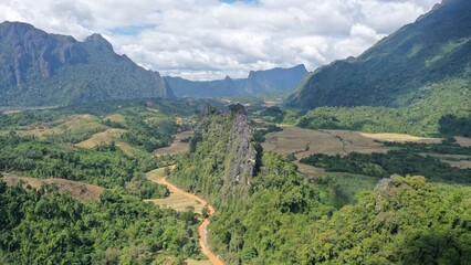 Fototapeta premium Nam Xay Viewpoint in Vang Vieng Laos