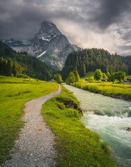 landscape with river and mountains
