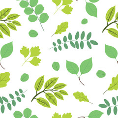 Green leaves pattern. Plant pattern
