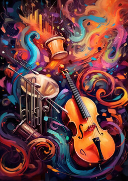In a captivating photograph, a whirlwind of musical notes and instruments takes center stage, celebrating International Music Day and Universal Music Day.