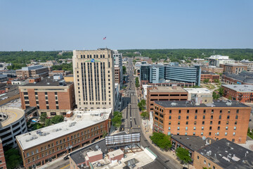 Naklejka premium Kalamazoo downtown areal photography 