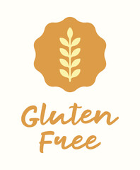 Gluten free, zero wheat, vegan, food intolerance. Eco friendly, label. Healthy, health, nutrition. Tag, sticker, vector, icon, illustration