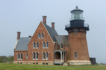 The historic Southeast Lighthouse at Mohegan Bluffs on Block Island, Rhode Island, USA