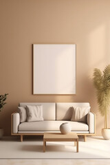 wooden picture frame poster mockup Home staging interior Generative AI
