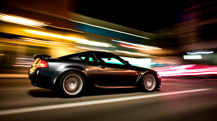 Obraz na płótnie Canvas Professional photography of the car with fast shutter speed, the movement of the car at speed