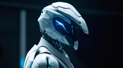 The formidable cyborg eagle in a space suit

