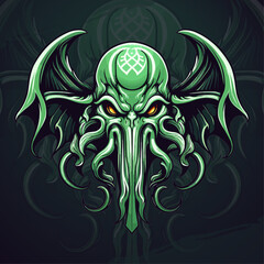 Gaming Design Vector: Cthulhu Mascot Logo with Modern Illustration - Perfect for Team Badges, Emblems, and T-Shirt Printing