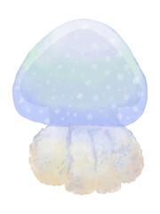 Jelly Fish water color pastel hand drawn illustration 