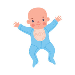 Cute Little Baby Boy or Infant Lying Vector Illustration