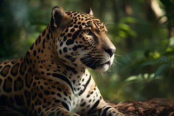 Plakat Jaguar in the Tropical forest. Generative AI
