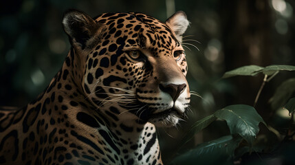 Fototapeta na wymiar Jaguar in the Tropical forest. Generative AI
