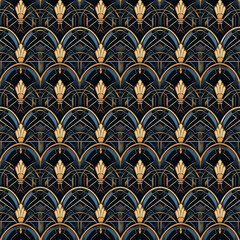 Seamless Art Deco, pattern, created with AI Generative Technology