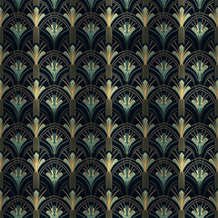 Seamless Art Deco, pattern, created with AI Generative Technology
