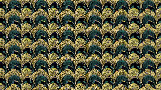 Seamless Art Deco, pattern, created with AI Generative Technology