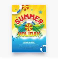 Summer Camp Flyer Layout, Vector Illustration Season Poster Template-EPS 10