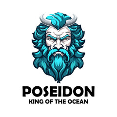 Poseidon god vector logo