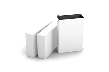 Opened rectangular pill blister box, packaging template for product design mockup on a transparent background 